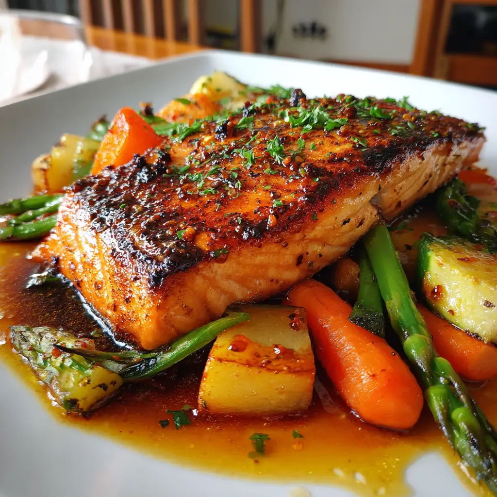 Honey Garlic Salmon Veggies