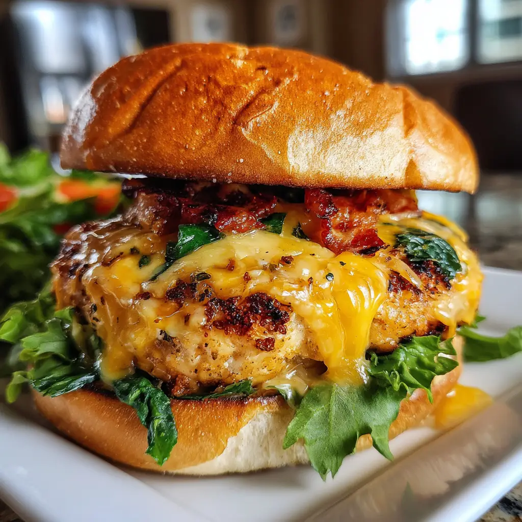Cheddar Spinach Chicken Burgers