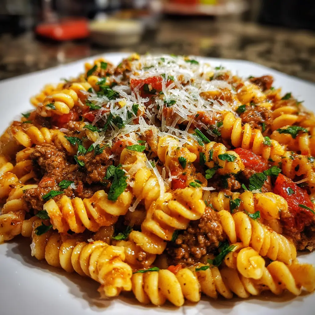 One Pan Healthy Ground Beef Pasta