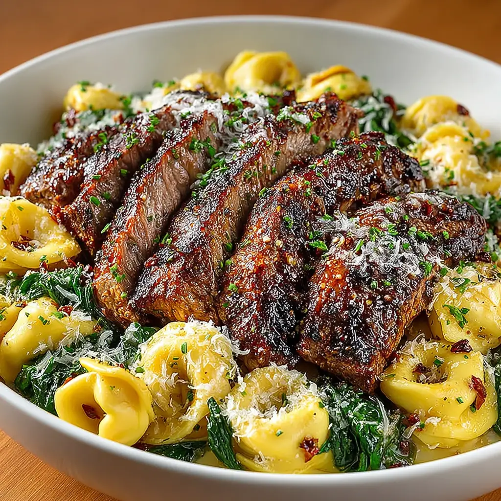 Garlic Steak &amp; Cheese-Filled Tortellini Skillet Bliss