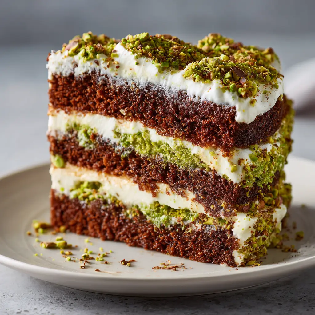 Pistachio Chocolate Layer Cake