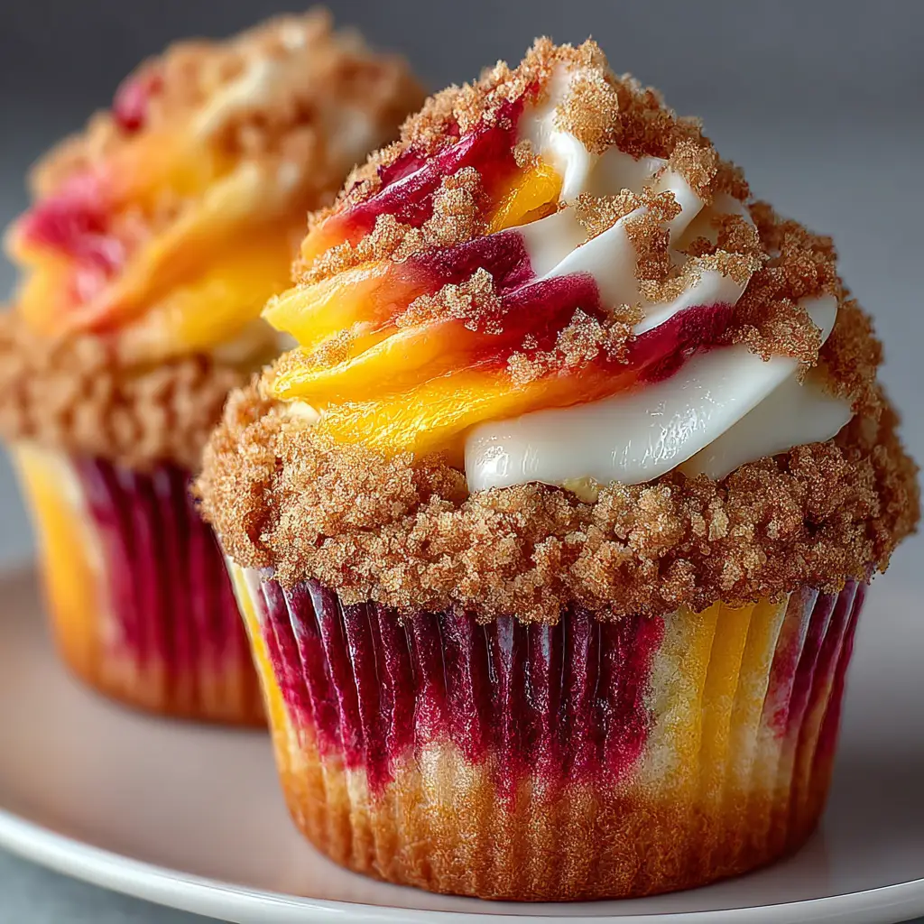 Mango Strawberry Sunset Cupcakes
