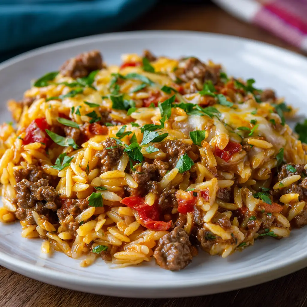 One-Pan Ground Beef Orzo Bake