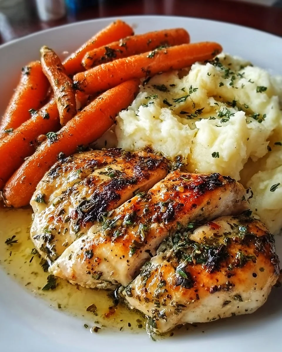 Make Garlic Herb Chicken with Mashed Potatoes and Glazed Carrots Tonight!